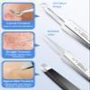 3PCS Blackhead Remover Tweezers, Pimple Popper Tool Kit with 2 Blackhead Extractor and 1 Ingrown Black Hair Tweezers for Blemish, Whitehead Popping,Facial Hair view 2