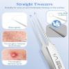 3PCS Blackhead Remover Tweezers, Pimple Popper Tool Kit with 2 Blackhead Extractor and 1 Ingrown Black Hair Tweezers for Blemish, Whitehead Popping,Facial Hair view 4