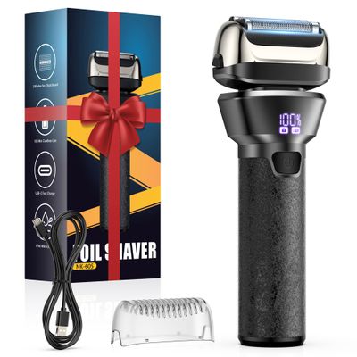 Electric Foil Shavers for Men Electric Razor with 4D Flex Floating Heads,Rechargeable Beard Trimmer with LED Display,Cordless Face Shaver for Travel,IPX6 Waterproof Wet Dry Face Razor,USB Type C