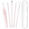 5PCS Blackhead Remover Pimple Popper Tool Kit, Professional Stainless Pimple Acne Blemish Removal Tools Kit for Face (Pink) view 1