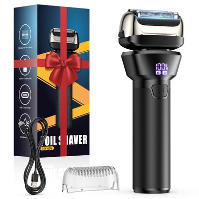 Electric Foil Shavers for Men Electric Razor with 4D Flex Floating Heads,Rechargeable Beard Trimmer with LED Display,Cordless Face Shaver for Travel,IPX6 Waterproof Wet Dry Face Razor,USB Type C