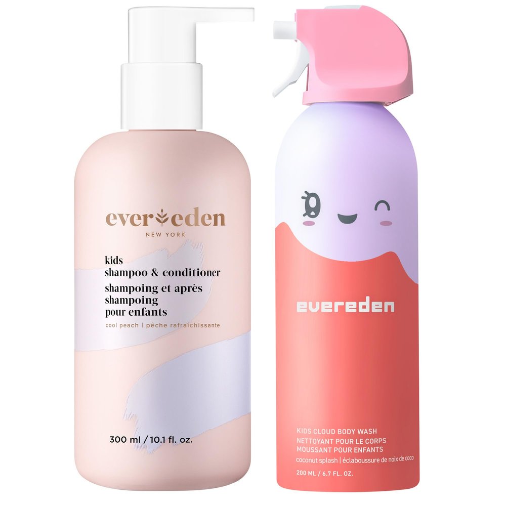 Evereden Kids Shower Essentials Set: 2-in-1 Kids Shampoo and Conditioner + Cloud Body Wash - Gentle Cloud-Like Toddler Body Wash & Gentle Shampoo-Conditioner - Clean & Vegan Skin Care