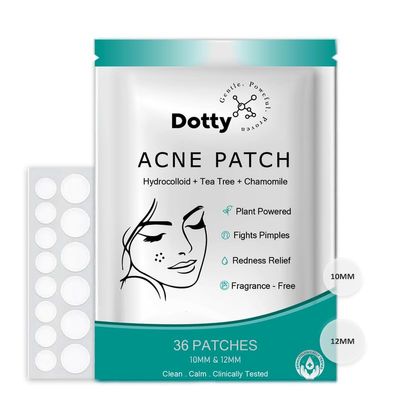 DOTTY 36 Count Pimple Patches for Face, Hydrocolloid Acne Patch, Acne Stickers for Covering Cheeks, Forehead, Chin Blemishes Zit Breakouts for All Skin Types