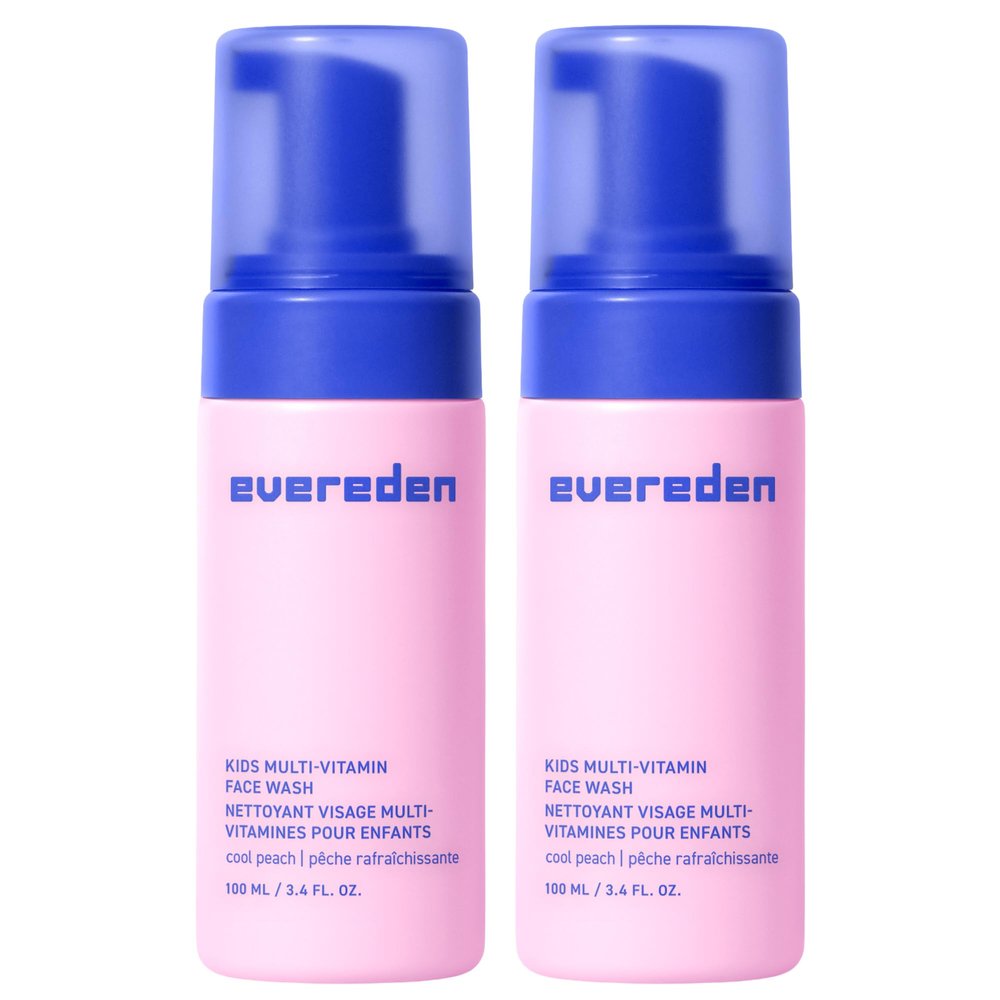 Evereden Kids Face Wash: Cool Peach, 3.4 fl oz. | Gentle Skin Care | Non-toxic and Clean Ingredients | Multi-Vitamin Skin Care for Kids | Pack of 2