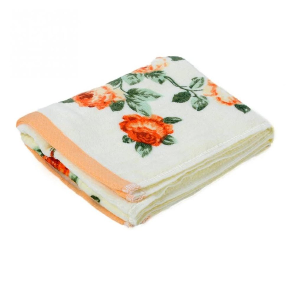 34 * 75cm Cotton Face Towel 3 Color Peony Floral Bath Sports Gym Camping Fast Drying Cloth(Orange)