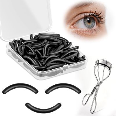 100 Pcs Eyelash Curler Refill Pads, Silicone Rubber Eye Lash Curler Replacement Refills Thick for Universal Eyelash Curlers,Black
