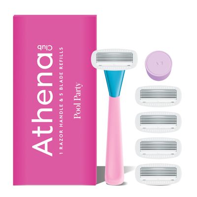 Athena Club Women's Razor Kit, 5-Blade Razor, Pool Party, 5 Refills