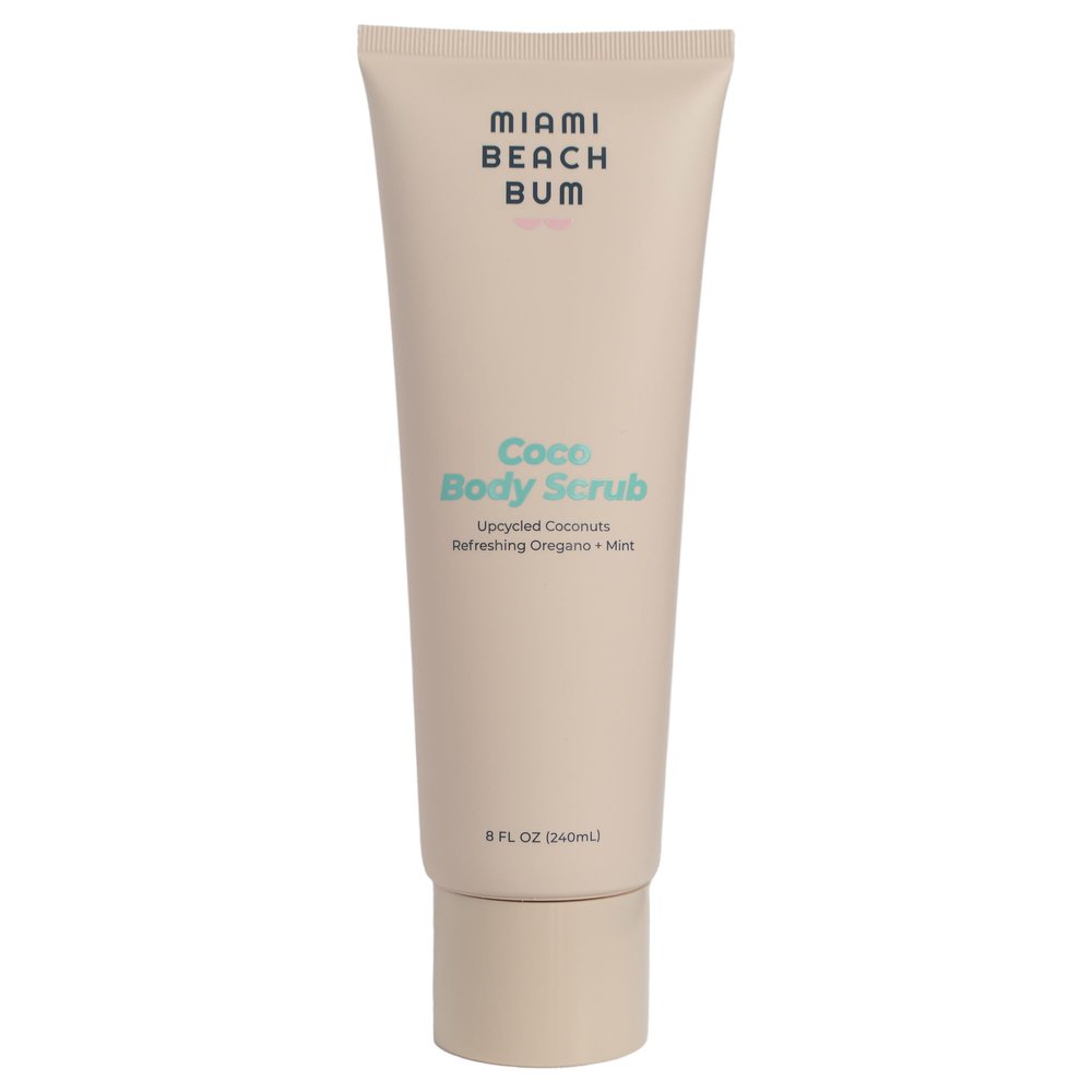 Miami Beach Bum, Coco Body Scrub, exfoliates, breakouts and irritation, Oregano & lactobacillus, Glycerin & Coconut Oils, Aloe 8oz