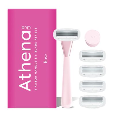 Athena Club Women's Razor Kit, 5-Blade Razor, Rose, 5 Refills