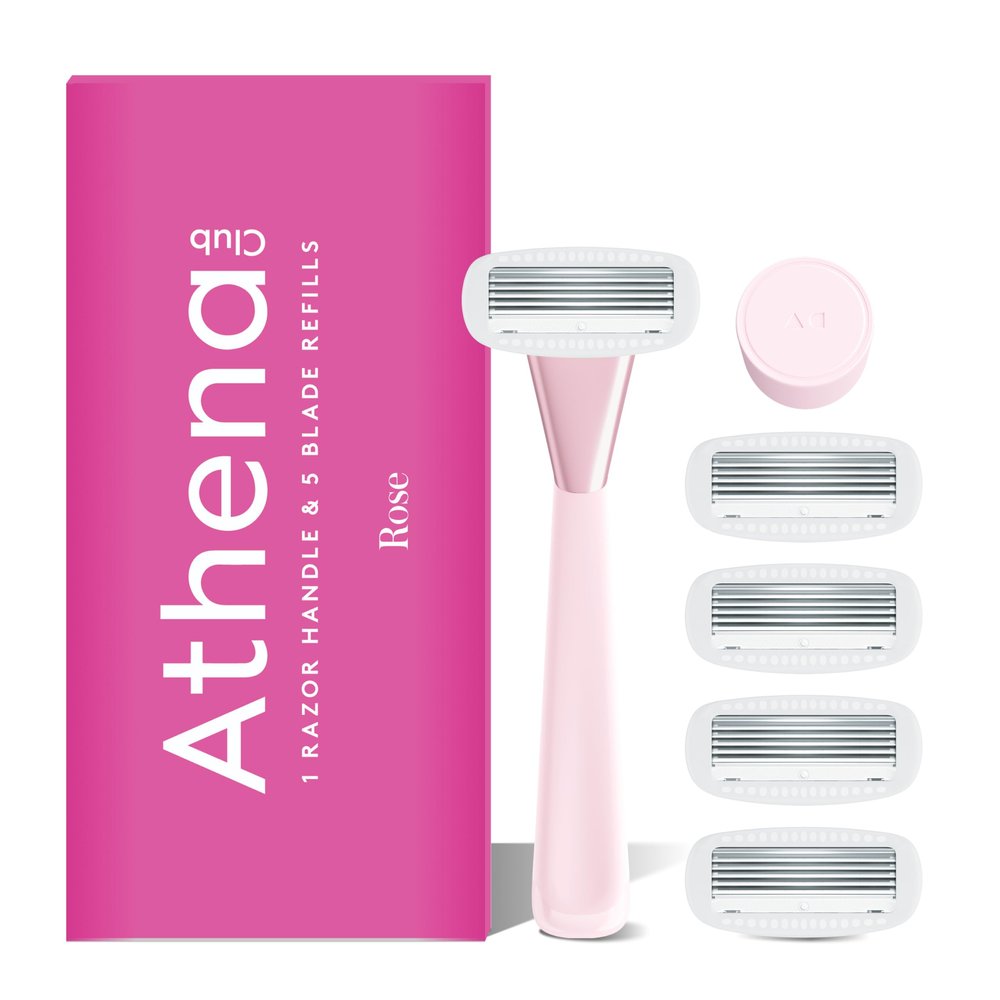 Athena Club Women's Razor Kit, 5-Blade Razor, Rose, 5 Refills