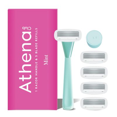 Athena Club Women's Razor Kit, 5-Blade Razor, Mint, 5 Refills