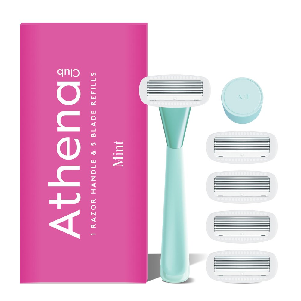 Athena Club Women's Razor Kit, 5-Blade Razor, Mint, 5 Refills