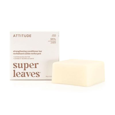 ATTITUDE Strengthening Conditioner Bar, Natural Origin, for Hair Repair & Breakage, Caffeine & Shea Butter, Clean Ingredients, Vegan, Sandalwood & Cedar Scent, 3 Oz