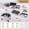 Costravio 5 in 1 Rolling Makeup Case on Wheels Large Cosmetology Case Organizer Beauty Cosmetic Train Case Travel Nail Cart for Make-up Studio Hair Salon, Pink Rhinestone view 2
