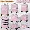 Costravio 5 in 1 Rolling Makeup Case on Wheels Large Cosmetology Case Organizer Beauty Cosmetic Train Case Travel Nail Cart for Make-up Studio Hair Salon, Pink Rhinestone view 3