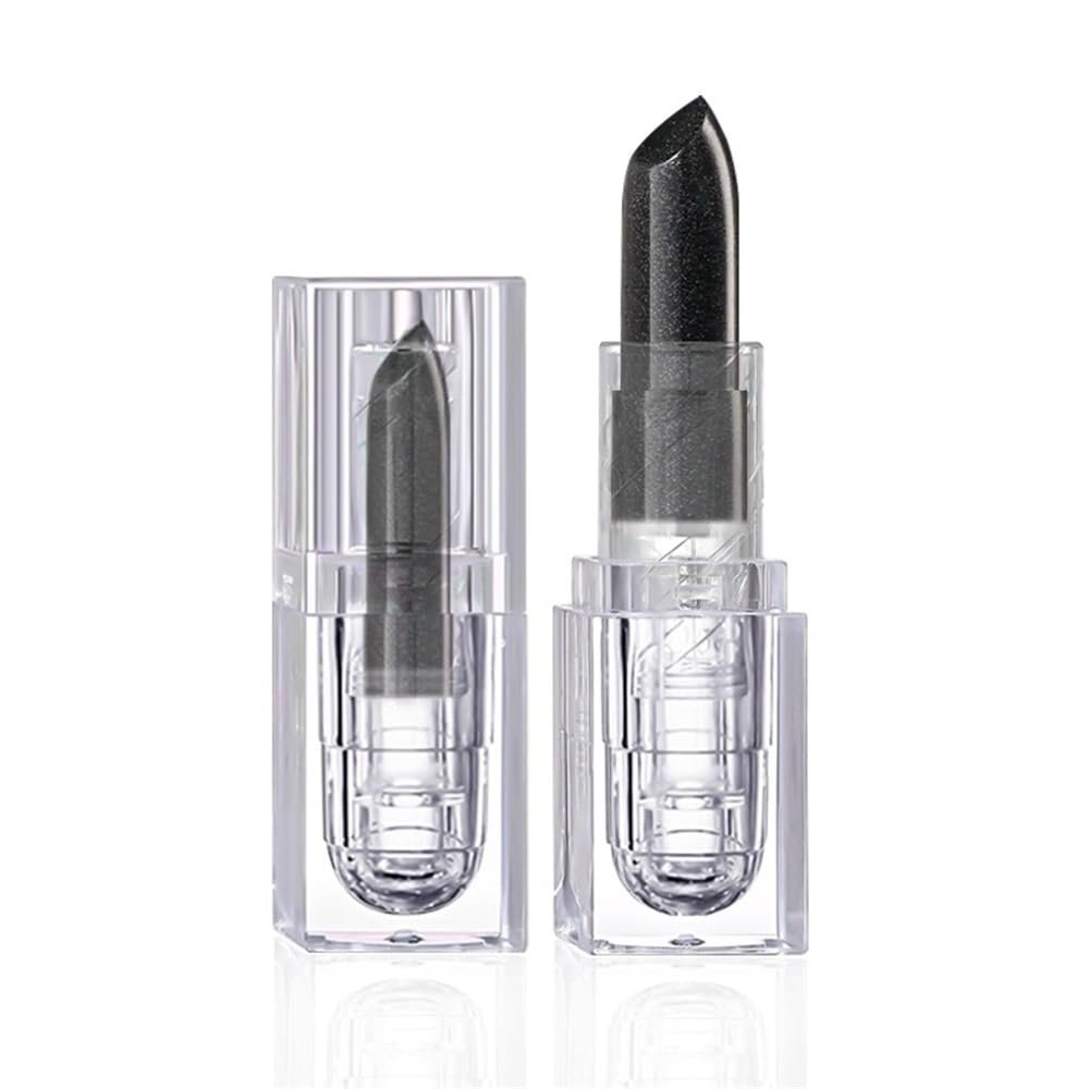 ALLUREMOUR Waterproof Glitter Lipstick Sexy Black Lip Gloss Shiny Lip Tint Cosmetics Halloween Lips Makeup