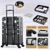 Costravio 5 in 1 Rolling Makeup Case on Wheels Large Cosmetology Case Organizer Beauty Cosmetic Train Case Travel Nail Cart for Make-up Studio Hair Salon, Black Rhinestone view 4