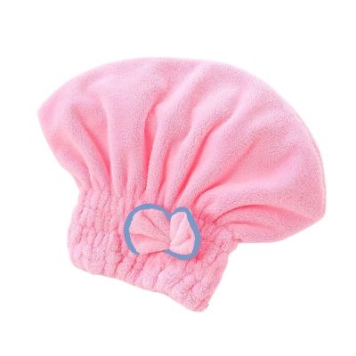 ADETSES Quick Drying Hair Cap Women Bowtie Bathing Hat Microfiber Towel Superfiber Shower Fit for Spa Bathroom Accessories(Pink)