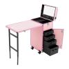Dfmyhked Foldable Rolling Travel Nail Desk, Professional Rolling Cosmetic Trolley with 4 Drawers & Lock, Trolley Storage Organizer for Makeup Artists, Stylists (Pink) view 1