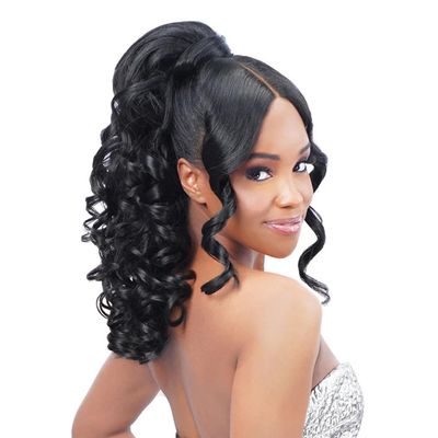 Zury Royal Drawstring Ponytail Split Bang Lace Part Miss Bang Lexi (Off Black 1B)