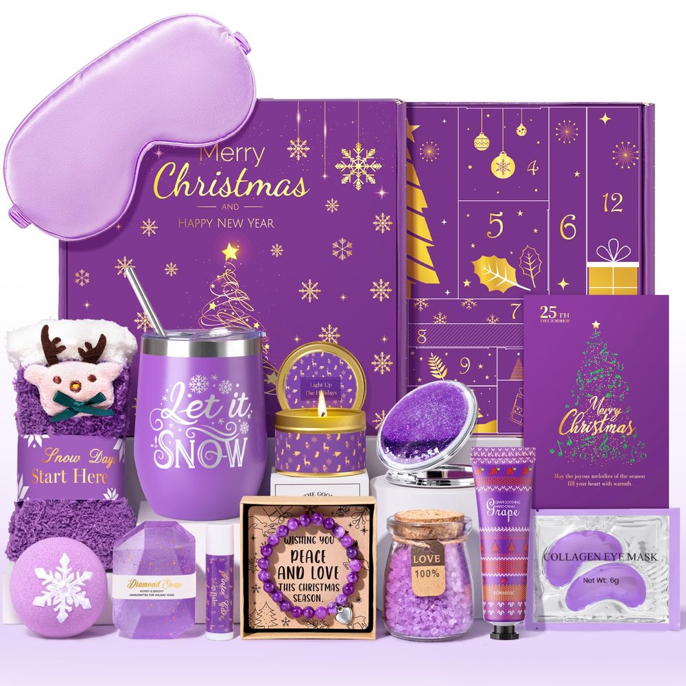 Advent Calendar 2025 for Adult Women - 12 Days of Christmas Advent Calendar for Women, Mom, Wife, Girlfriend, Sister, Her - Unique Lavender Spa Self Care Gifts Basket w/Coffee Mug, Beauty, Bath Items