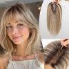 starluck Hair Toppers for Women Real Human Hair with thinning 6"x5" SilkHug & Swiss Base (60g) 14 Inch with Bangs(Ombre Ash Blonde) view 1