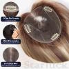 starluck Hair Toppers for Women Real Human Hair with thinning 6"x5" SilkHug & Swiss Base (60g) 14 Inch with Bangs(Ombre Ash Blonde) view 3