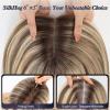 starluck Hair Toppers for Women Real Human Hair with thinning 6"x5" SilkHug & Swiss Base (60g) 14 Inch with Bangs(Ombre Ash Blonde) view 4