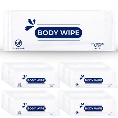 200pcs Body Wet Wipes Individually Wrapped, Wet Wipe with Aloe, Hand Wipe for Travel Gym Camping, Adults Bathing No Rinse