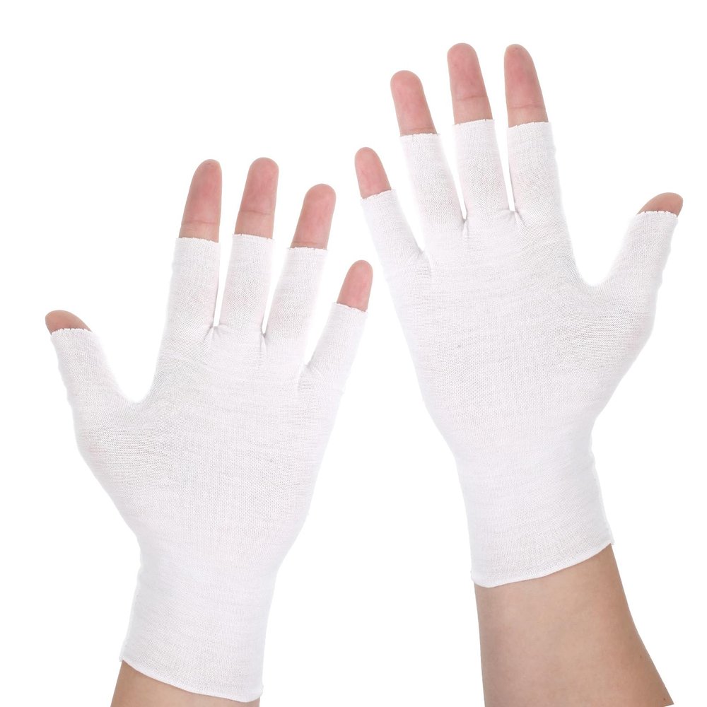 5 Pairs White Cotton Moisturizing GloveFingerless Design Cotton Gloves for Adult Adult Uvshield Gloves Winter Knit Warm Mittens for Women & Men Stretch Half Finger Glove Touchscreen Friendly