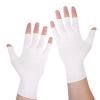 5 Pairs White Cotton Moisturizing GloveFingerless Design Cotton Gloves for Adult Adult Uvshield Gloves Winter Knit Warm Mittens for Women & Men Stretch Half Finger Glove Touchscreen Friendly view 1
