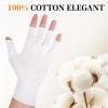 5 Pairs White Cotton Moisturizing GloveFingerless Design Cotton Gloves for Adult Adult Uvshield Gloves Winter Knit Warm Mittens for Women & Men Stretch Half Finger Glove Touchscreen Friendly view 4