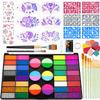 Face Painting Kit for Kids 44 Color Face painting Makeup Kit, Non-toxic Water Activated paint palette with Palette,Stencils, Brushes, Gems, Puff, for Kids Party Cosplay Halloween Christmas Carnival. view 1
