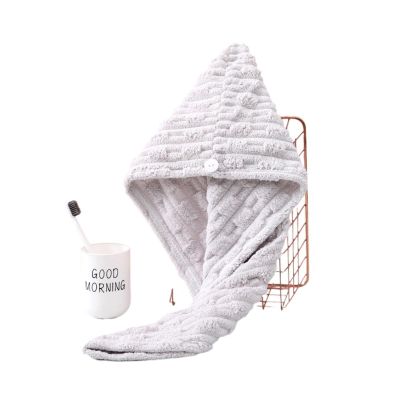 ADETSES 1Pcs Microfiber Quick-Dry Hair Towel Cap with Button Super Absorption Bath Hat Fast Drying Wrap Fit for Women(9)