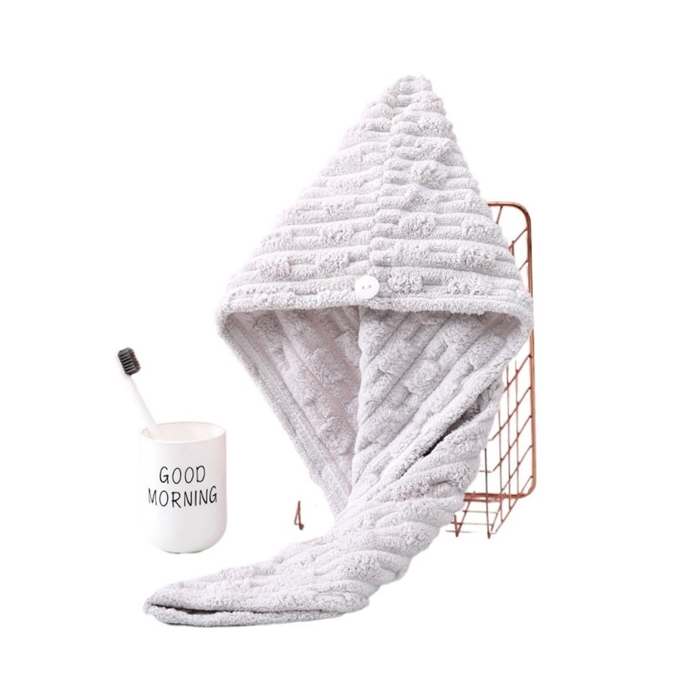 ADETSES 1Pcs Microfiber Quick-Dry Hair Towel Cap with Button Super Absorption Bath Hat Fast Drying Wrap Fit for Women(9)