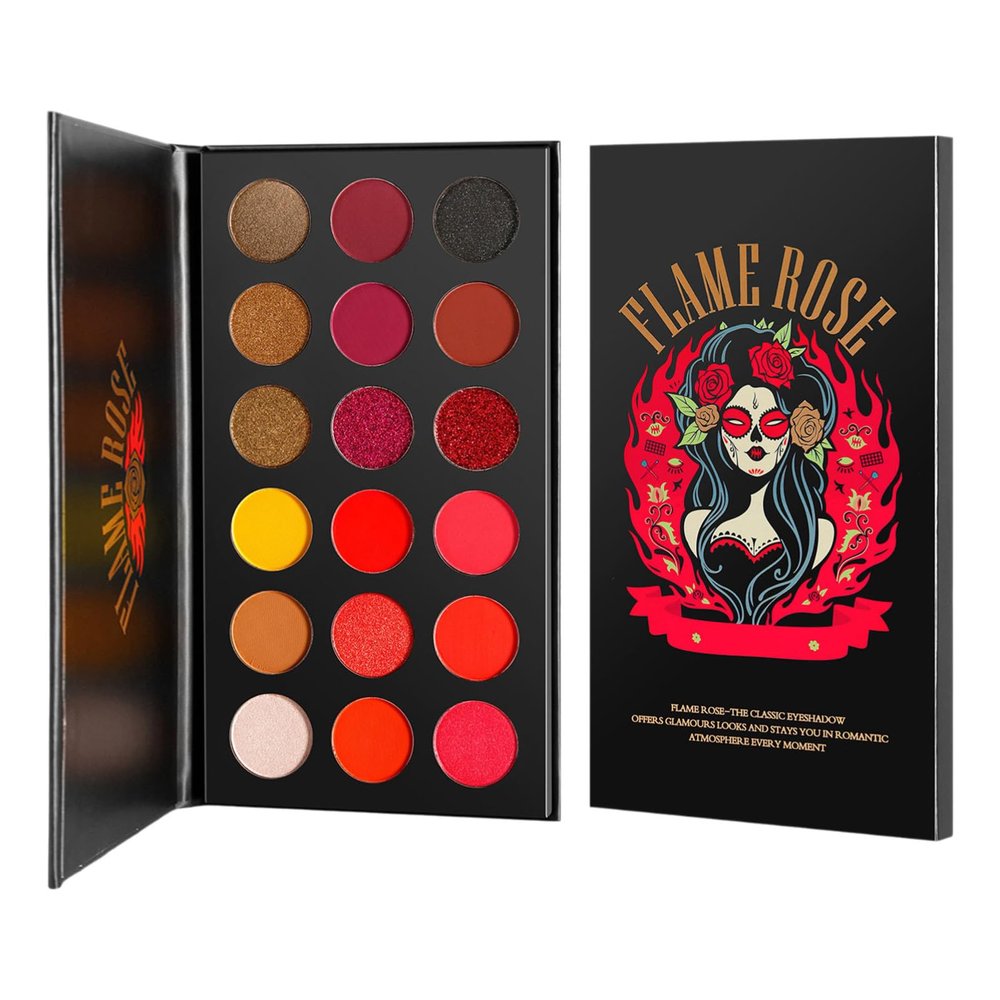 CHICTRY 18 Tone Eyeshadow Palette Featuring Matte and Shimmer Highly Pigmented Smooth Application Perfect for Halloween and Wedding Events Flame Rose One Size