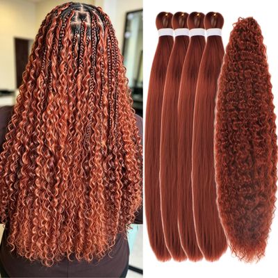 Ginger Boho Hair for Braiding Pre Stretched 350 Curly Deep Wave Braids