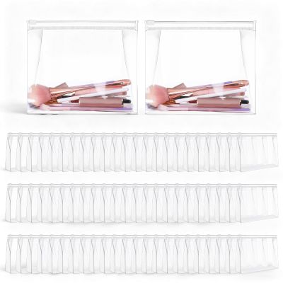 100pcs Mini Clear Makeup Bag Bulk 7.9" 5.9" 2" Small Clear Zipper Pouch Travel Plastic Cosmetic Organizer Travel Bag for Toiletries Waterproof Toiletry Organizer for Swimsuit Bikini Vacation Bathing