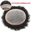 Healthlif Afro Curl Toupee for Black Men Hair Units Fine Mono Mens Weaves Toupees Kinky Curly Hair Replacement Systems for African American Mens Hairpieces (#1B Off Black, 8''X10''-25MM Afro Wave) view 3