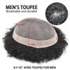 Healthlif Afro Curl Toupee for Black Men Hair Units Fine Mono Mens Weaves Toupees Kinky Curly Hair Replacement Systems for African American Mens Hairpieces (#1B Off Black, 8''X10''-25MM Afro Wave) view 4