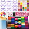 69 Colors Face Painting Kit for Kids - Non-toxic water-activated paint palette with glitter makeup palette, stencils, brushes, Gems, puff. for Kids Party Cosplay Halloween Christmas Carnival. view 1