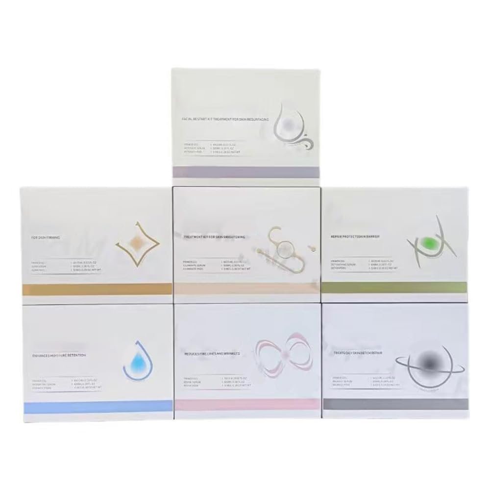 7 Set Facial Serum Pods Kit for CO2 Oxygen Facial Machine, Beauty Salon and Home Spa Day, Facial Pods Set, 6 Pods+6 Prime Gel+6 Serum, Radiant, Detoxifying, Control Oil, Hydrating, Rejuvenate, Firming