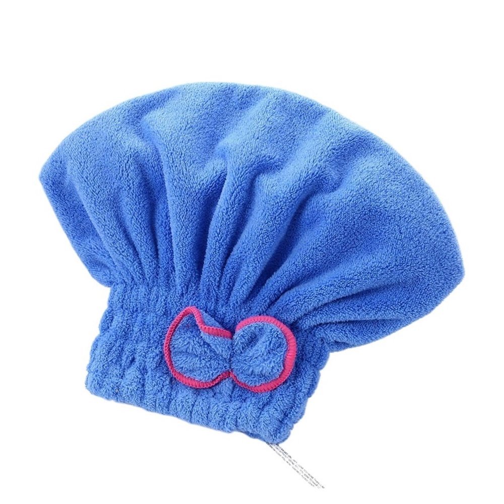 ADETSES Quick Drying Hair Cap Women Bowtie Bathing Hat Microfiber Towel Superfiber Shower Fit for Spa Bathroom Accessories(Blue)