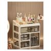 3-Layer Minimalist High-End Cosmetics Storage Box - Desktop Skincare Drawer Organizer for Washbasin Storage Rack(6-Beige) view 4