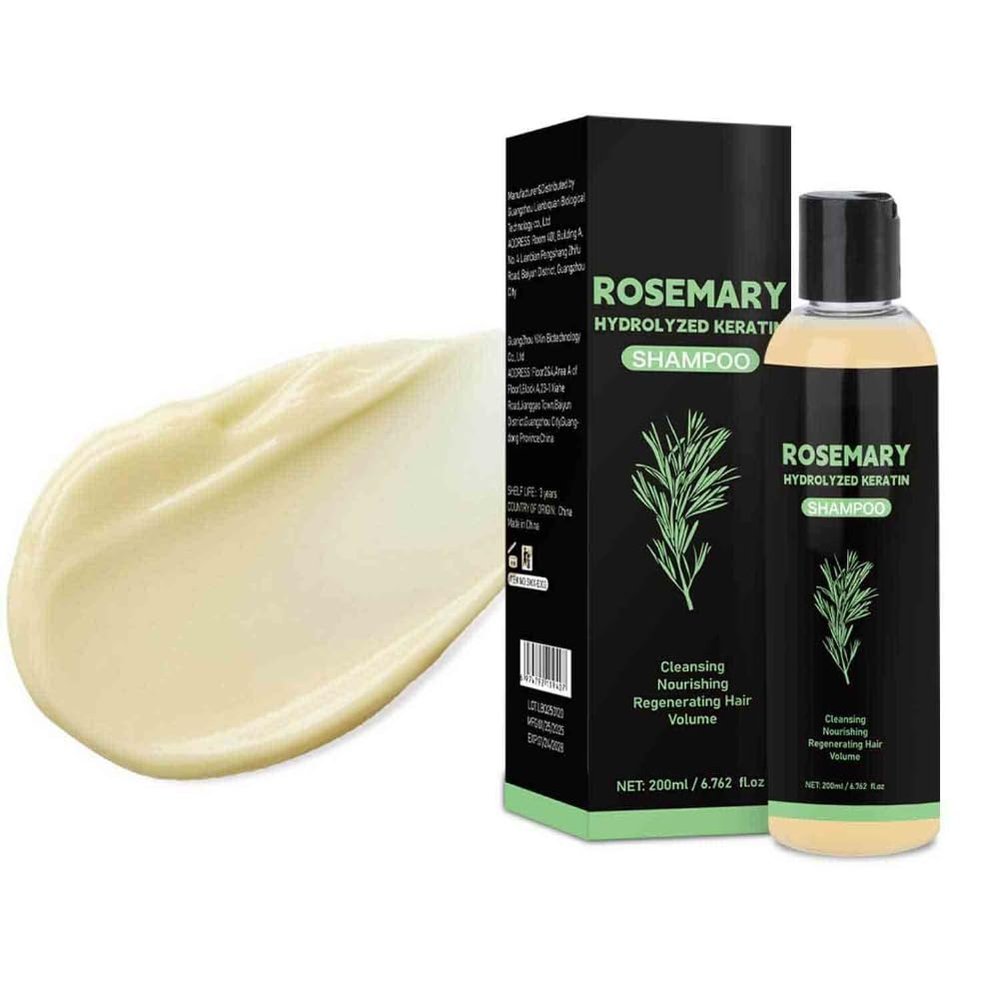 2PCS Organic Rosemary Shampoo for Hair Growth Natural Thickening & Strengthening Shampoo with Hydrolyzed Keratin Hair Care 200ml