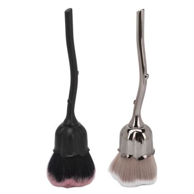 MUNEFE 2pcs Rose Makeup Brush, Rose Blush Brush, Nail Art Dust Brush, Suitable for Makeup and Nail Care