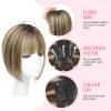 GULALUUK Hair Toppers for Women Real Human Hair with Bangs 10 Inch Upgrade Swiss Lace Base Toppers Hairpieces with Thinning for Daily Wear (Medium Brown Mix Blonde with Dark Brown Root view 3