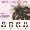 GULALUUK Hair Toppers for Women Real Human Hair with Bangs 10 Inch Upgrade Swiss Lace Base Toppers Hairpieces with Thinning for Daily Wear (Medium Brown Mix Blonde with Dark Brown Root view 4