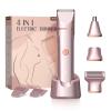 Bikini Trimmer for Women Pubic Hair - 4 in 1 Electric Razors with Replaceable Heads for Face & Nose, Rechargeable Body Hair Electric Shaver for Women, IPX7 Waterproof Bikini Shaver (Rose Gold) view 1