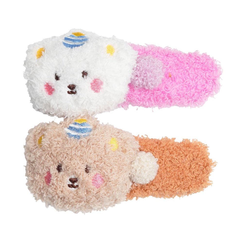 2 Piece Cute Plush Bear Hair Clips Side Back Head Clip Hair Accessories